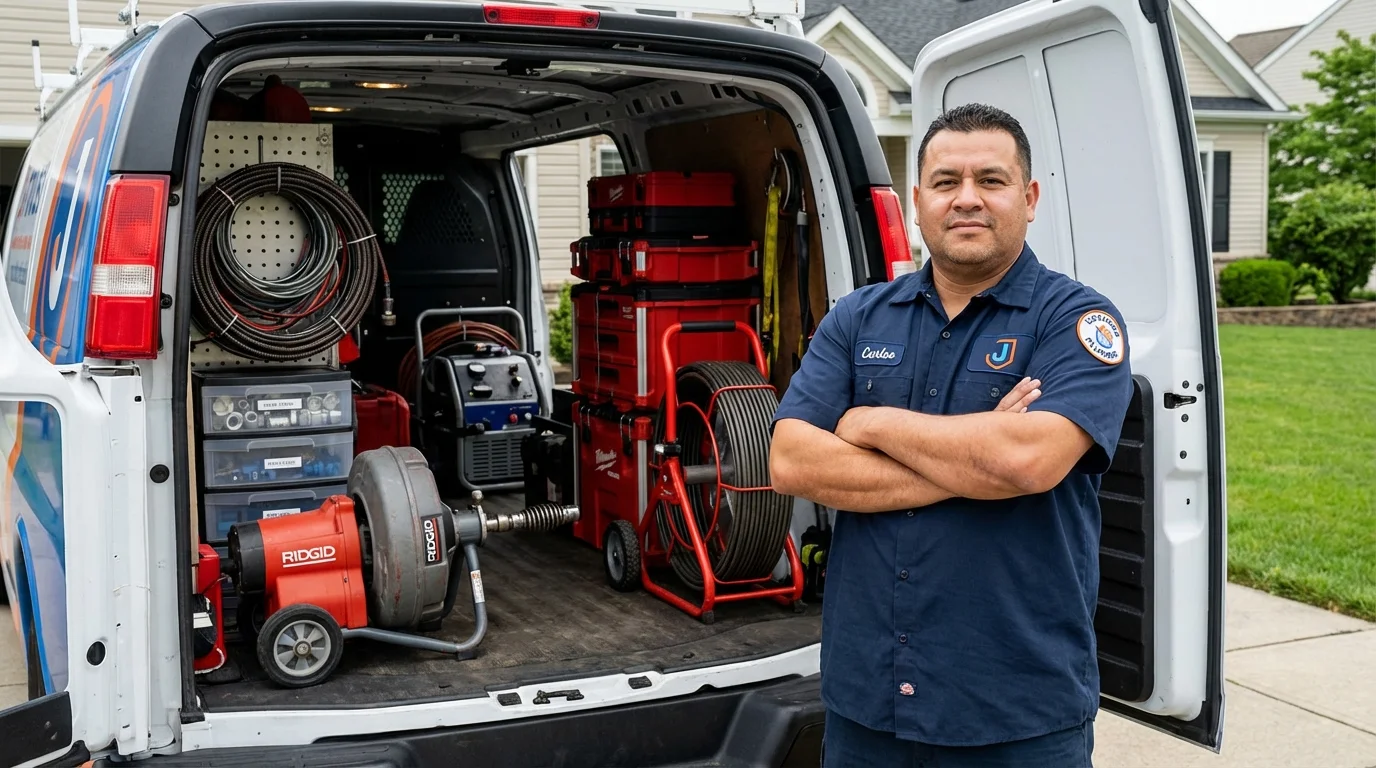 Professional drain cleaning equipment and Johns Plumbing LLC plumber in Des Plaines